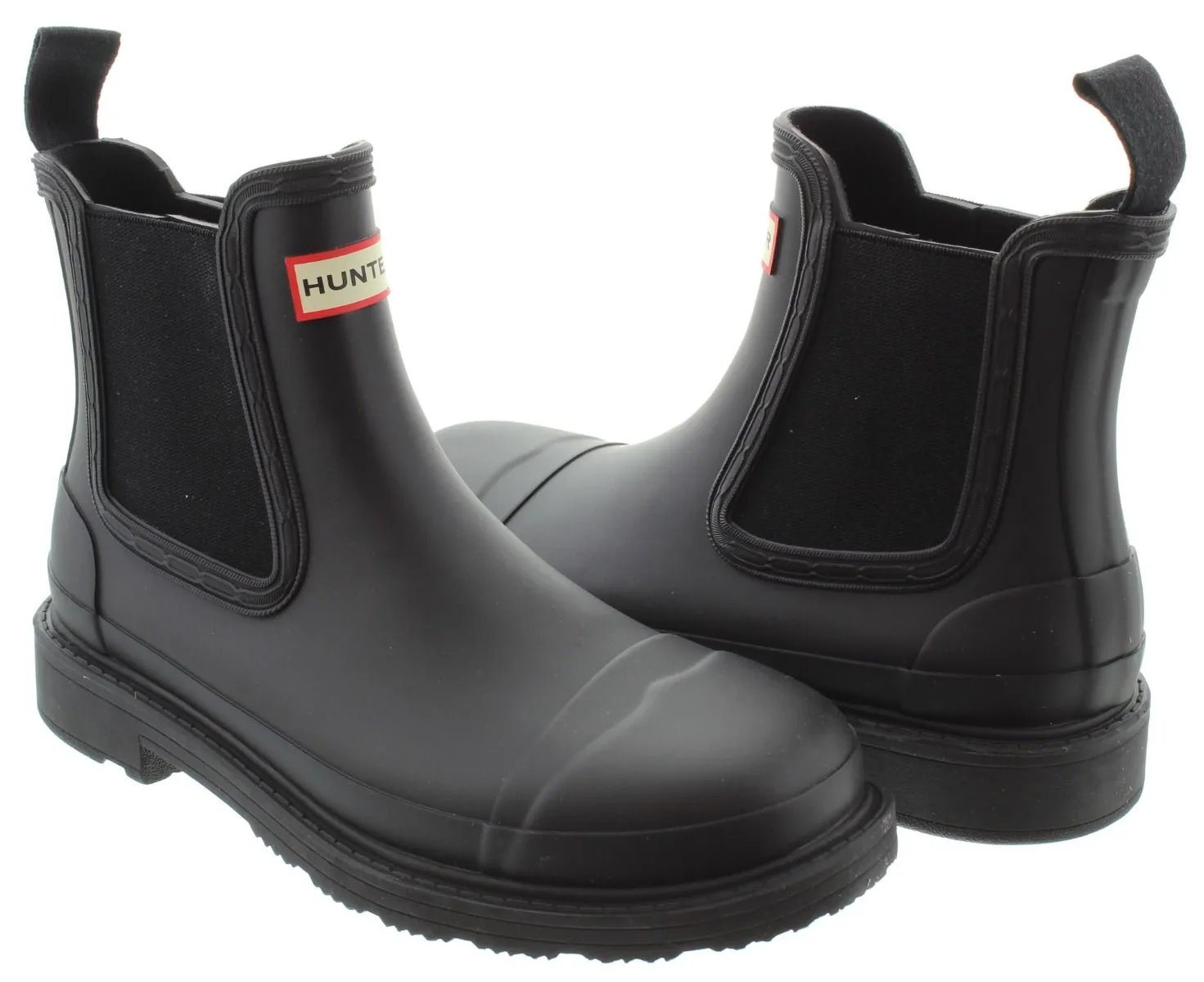 HUNTER Ladies Commando Chelsea Boot Welly In Black