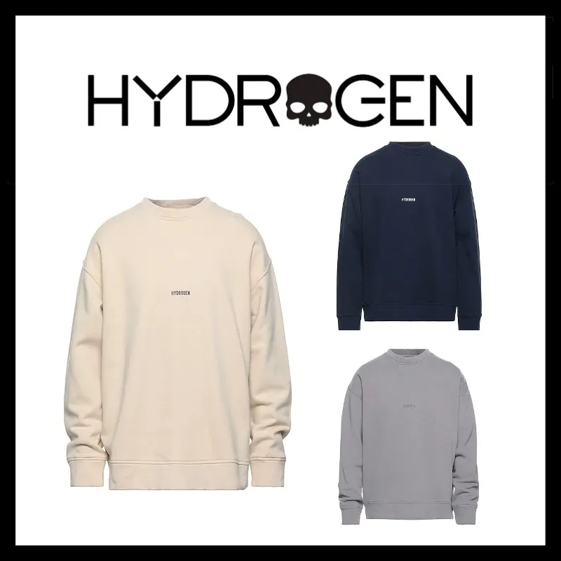 Hydrogen  |Long Sleeves Plain Cotton Logo Sweatshirts