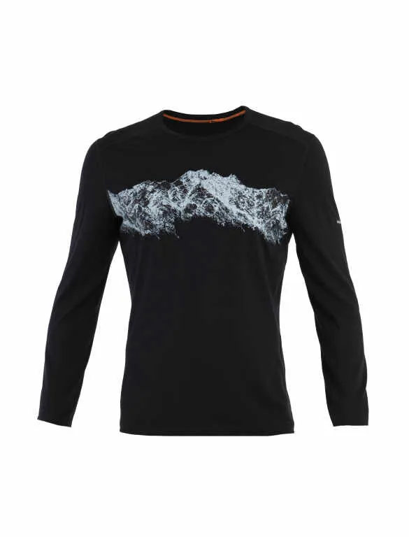 icebreaker Merino Base Layer Men's 200 Oasis Long Sleeve Crewe Remarkables - Black