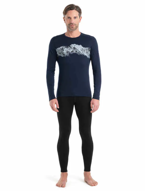 icebreaker Merino Base Layer Men's 200 Oasis Long Sleeve Crewe Remarkables - Black