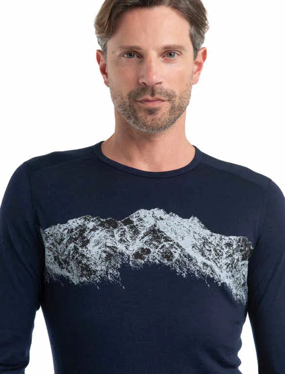 icebreaker Merino Base Layer Men's 200 Oasis Long Sleeve Crewe Remarkables - Black