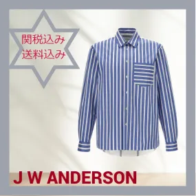 J W ANDERSON  |Stripes Long Sleeves Cotton Designers Shirts