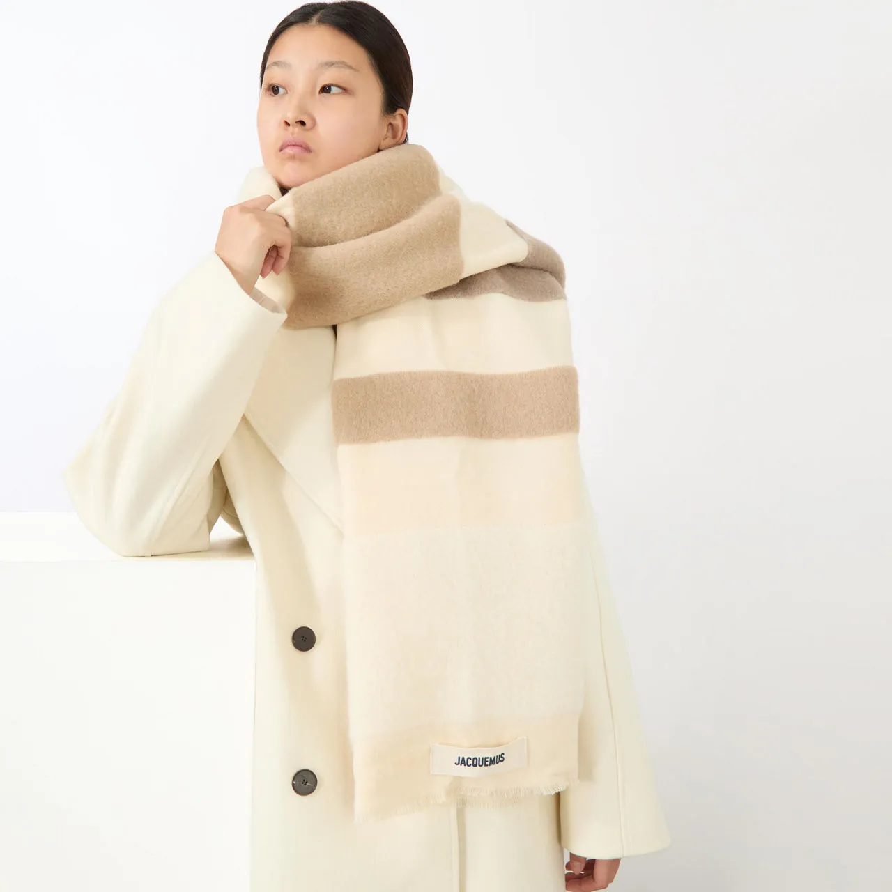 JACQUEMUS Le Arazo Striped Scarf - Mutli-Beige