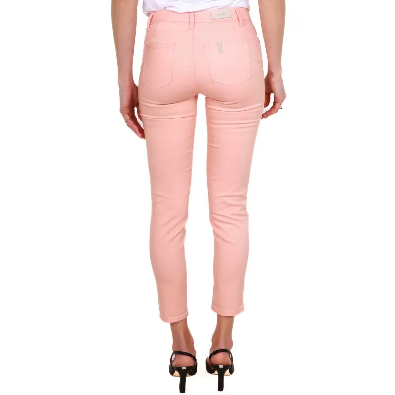 JEANS SKINNY IN COTONE STRETCH, SALMONE