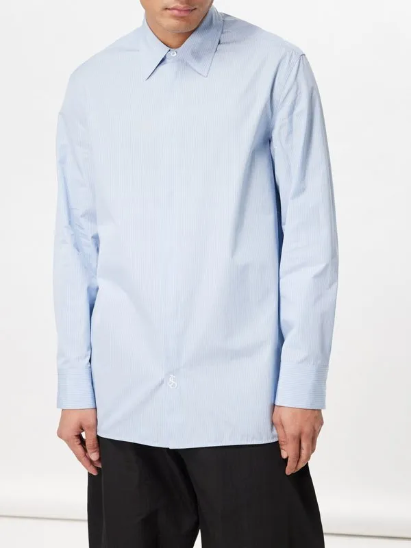 Jil Sander  |Stripes Long Sleeves Cotton Logo Designers Shirts