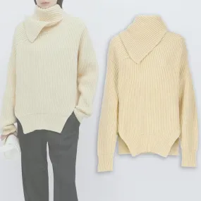 Jil Sander  |Wool Rib Long Sleeves V-neck & Crew neck