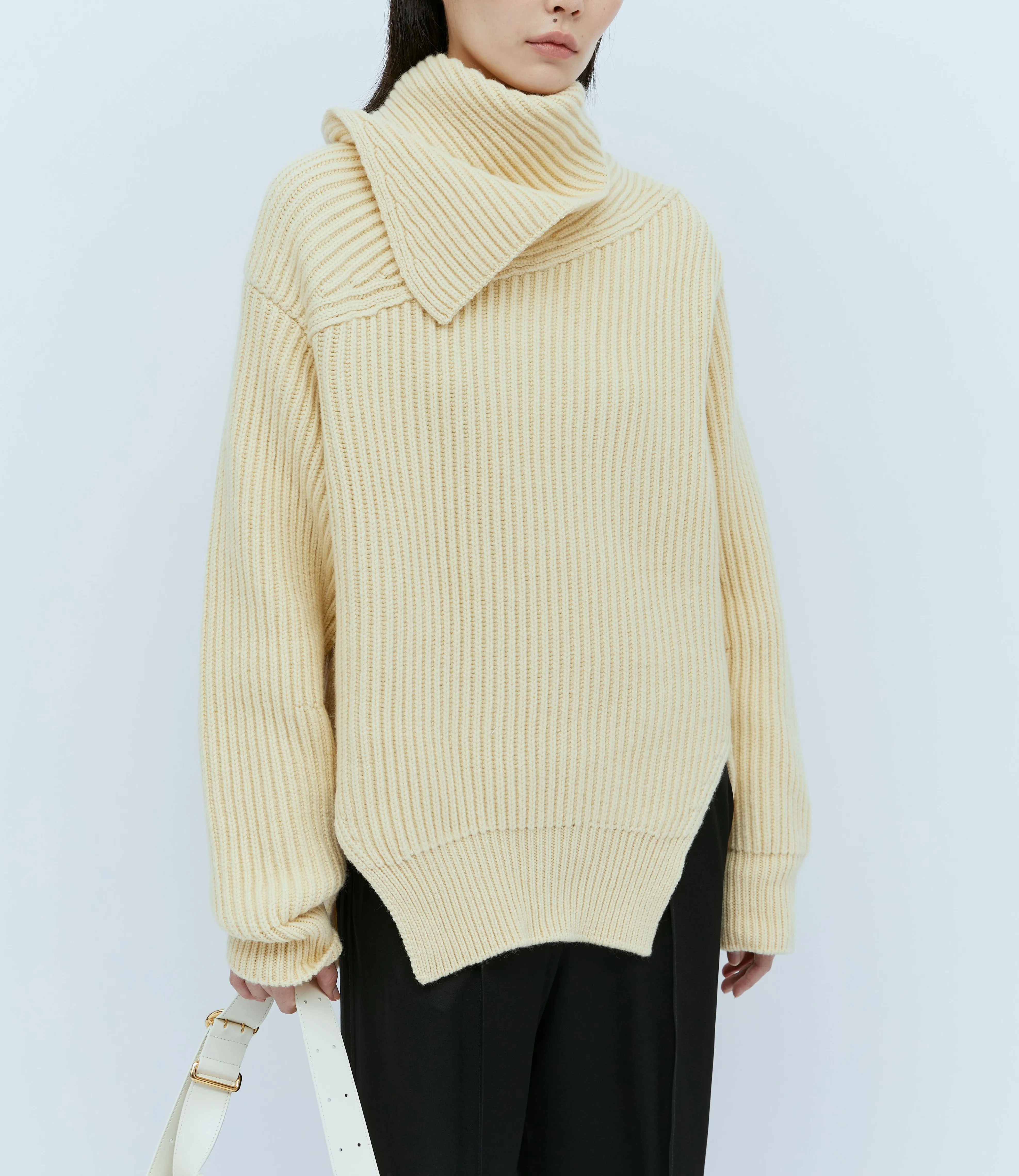 Jil Sander  |Wool Rib Long Sleeves V-neck & Crew neck