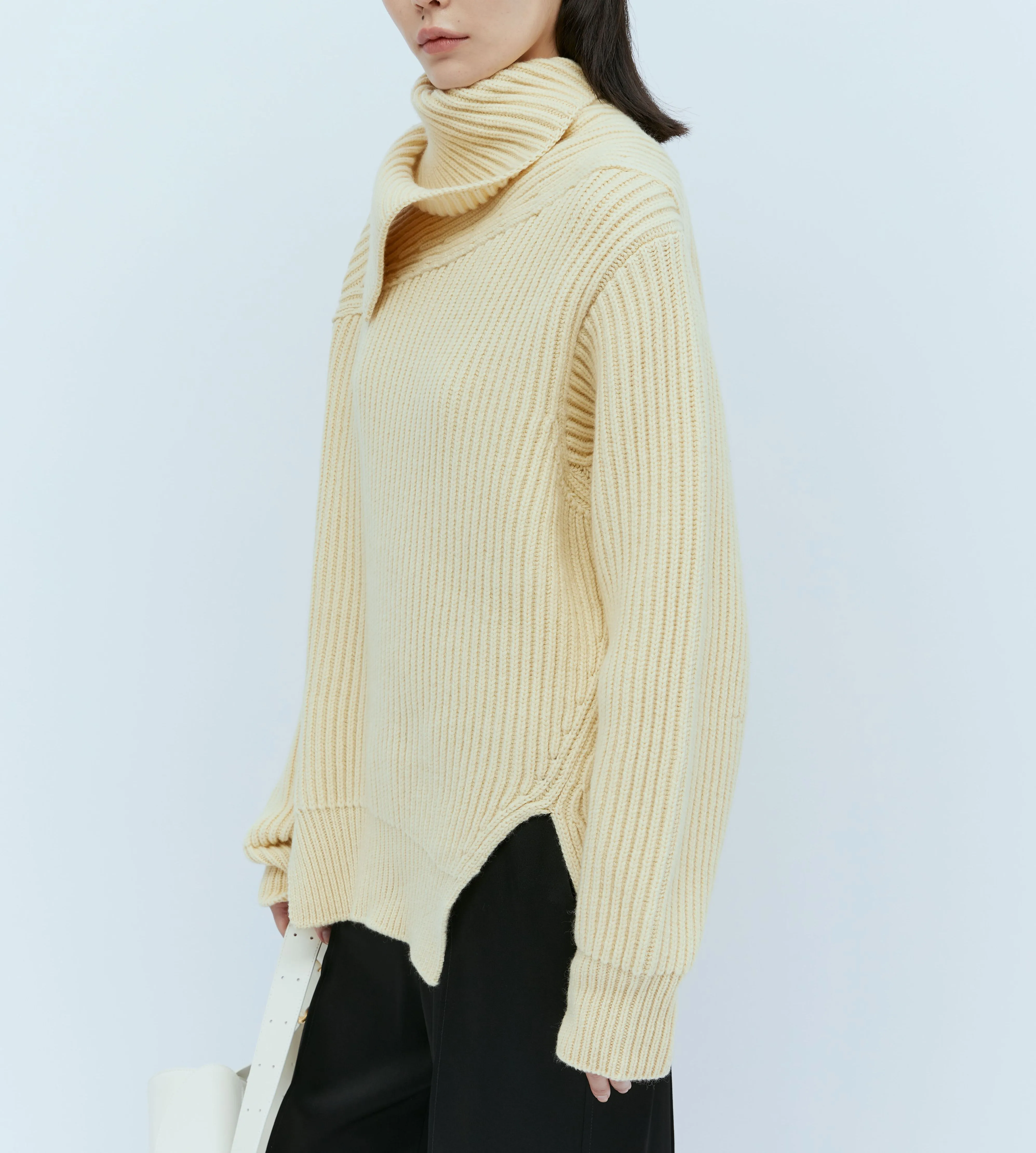 Jil Sander  |Wool Rib Long Sleeves V-neck & Crew neck