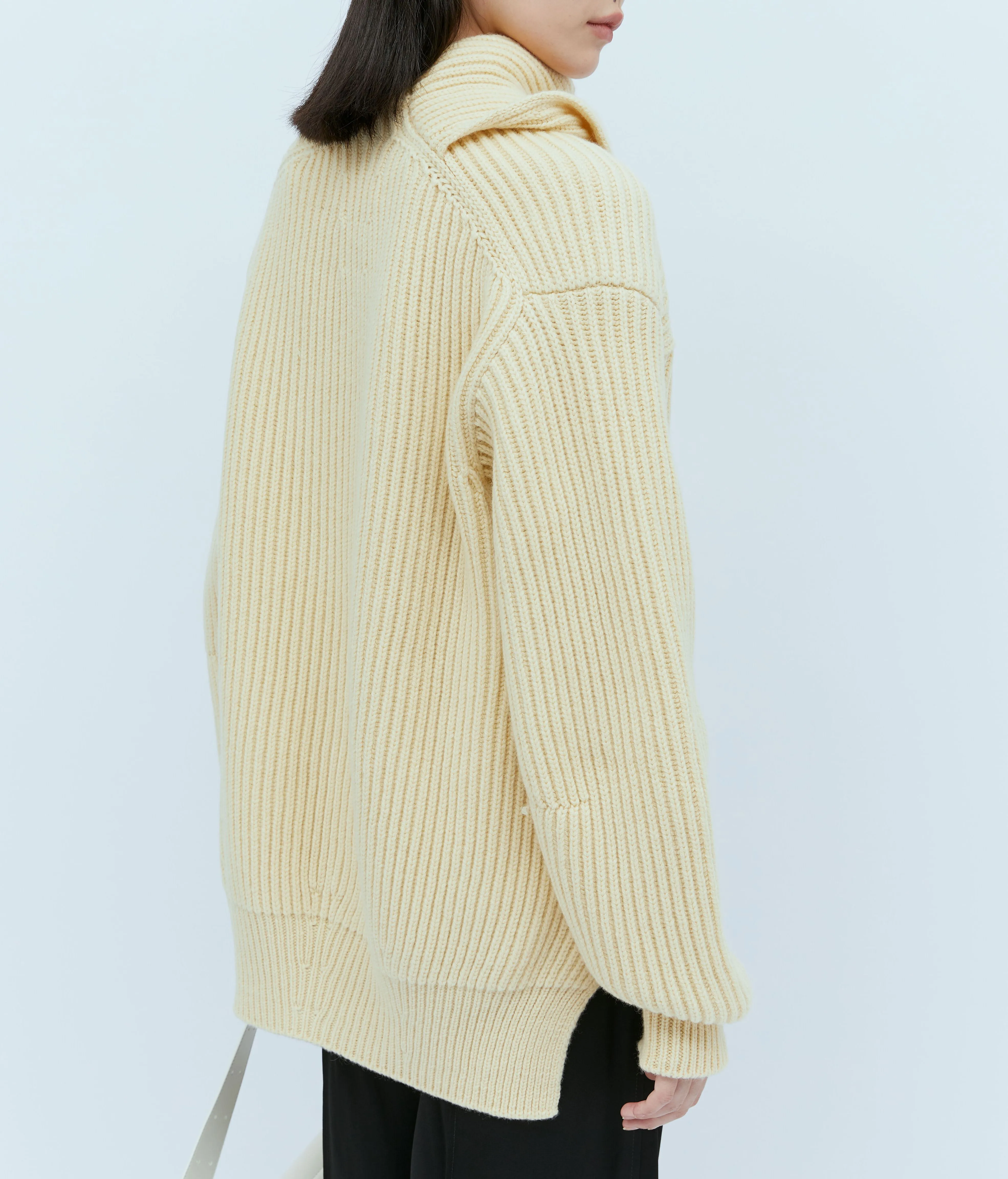 Jil Sander  |Wool Rib Long Sleeves V-neck & Crew neck