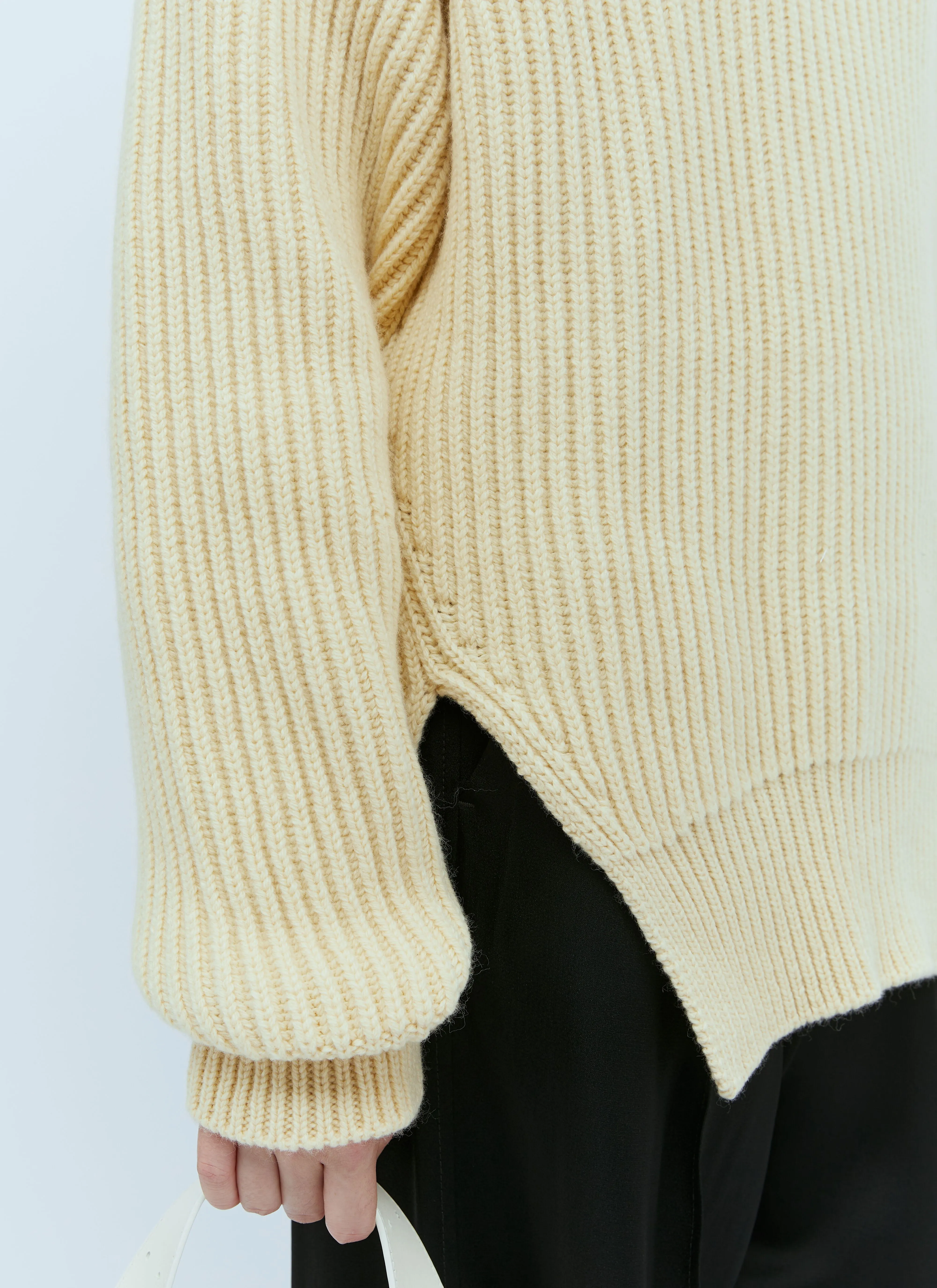 Jil Sander  |Wool Rib Long Sleeves V-neck & Crew neck