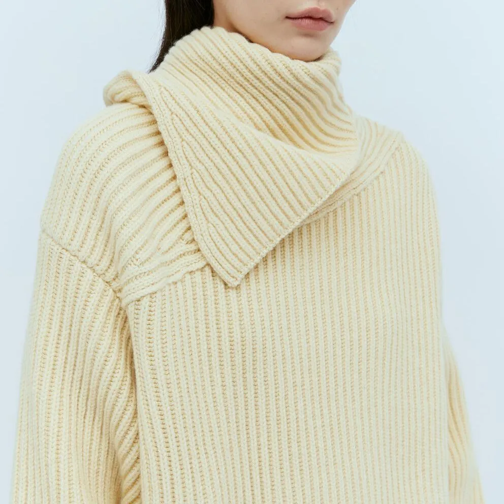 Jil Sander  |Wool Rib Long Sleeves V-neck & Crew neck