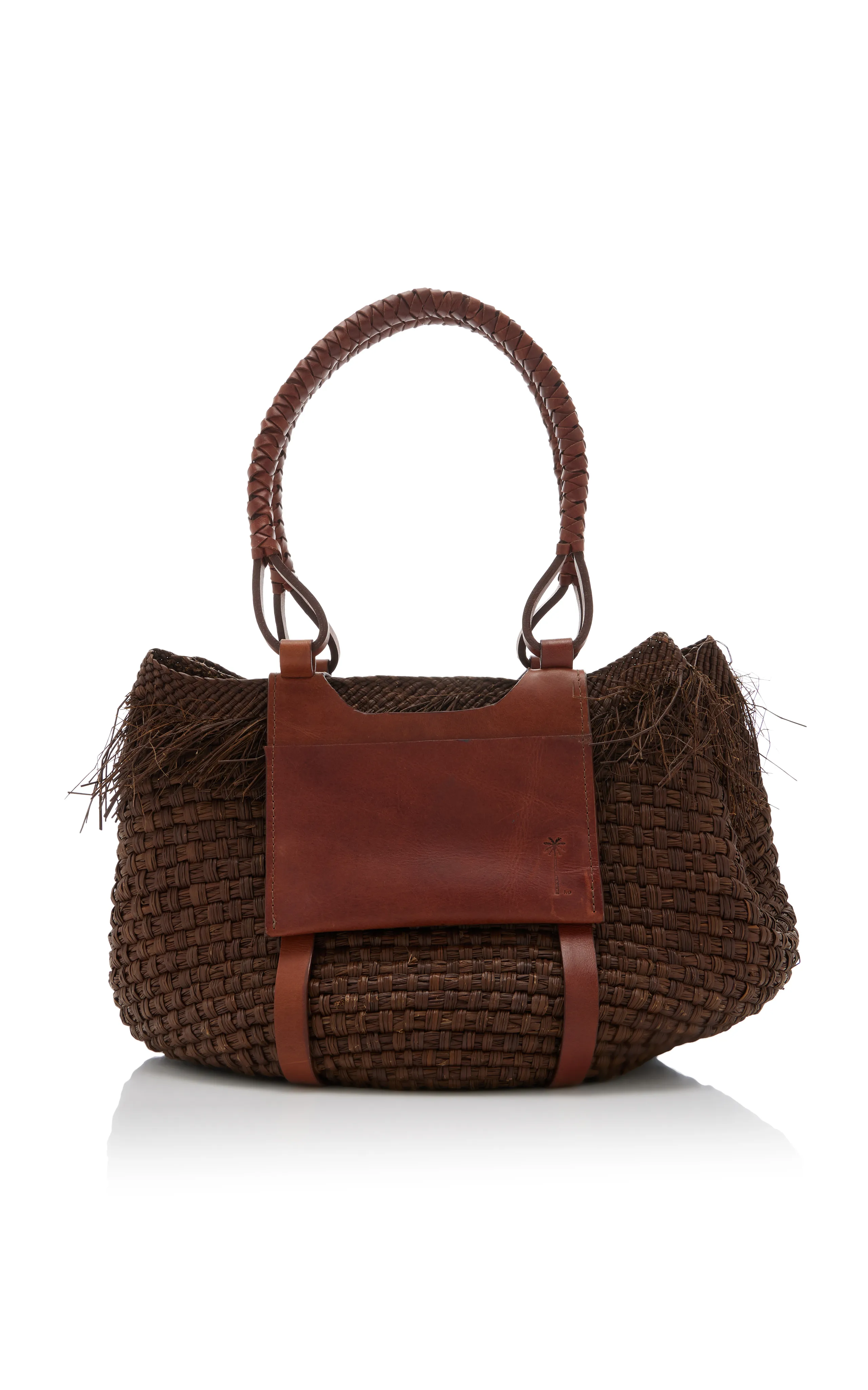 Johanna Ortiz Eclipse Solar Raffia and Leather Tote Bag