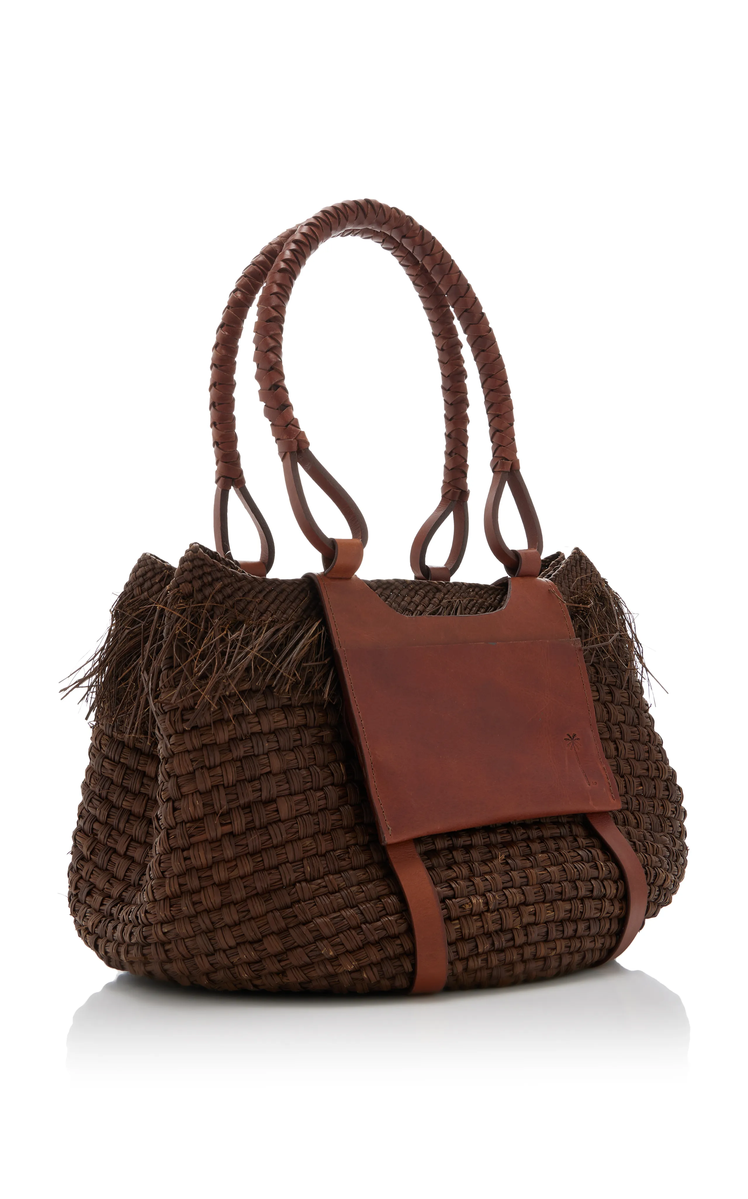 Johanna Ortiz Eclipse Solar Raffia and Leather Tote Bag