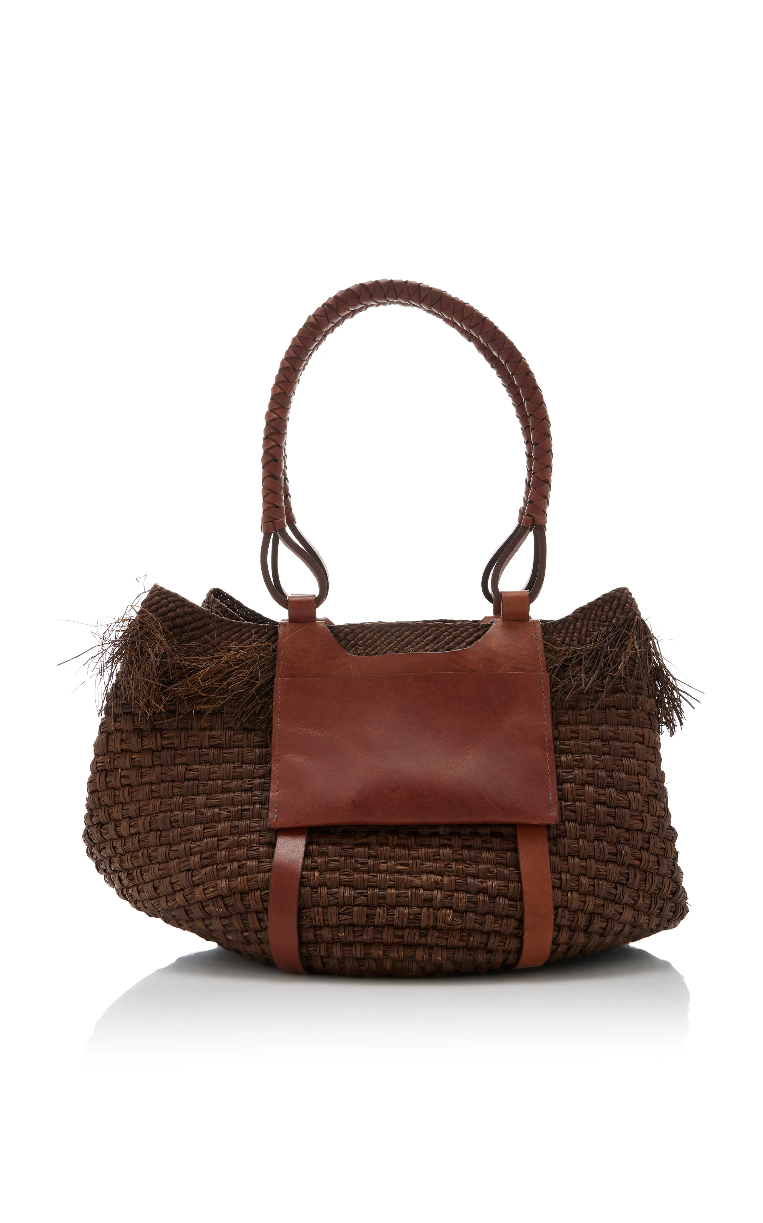 Johanna Ortiz Eclipse Solar Raffia and Leather Tote Bag