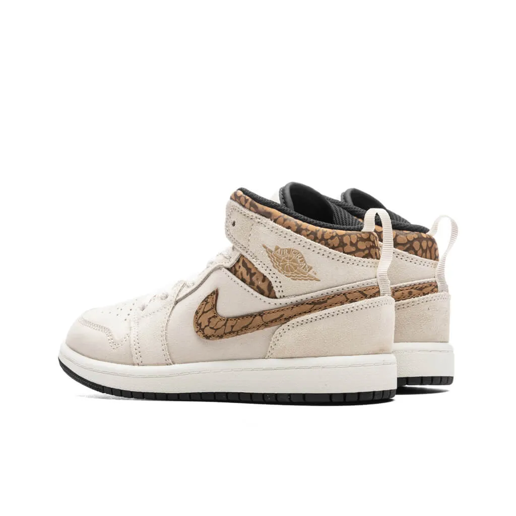 Jordan 1 Mid SE (PS) - Light Orewood Brown/Metallic Gold/White