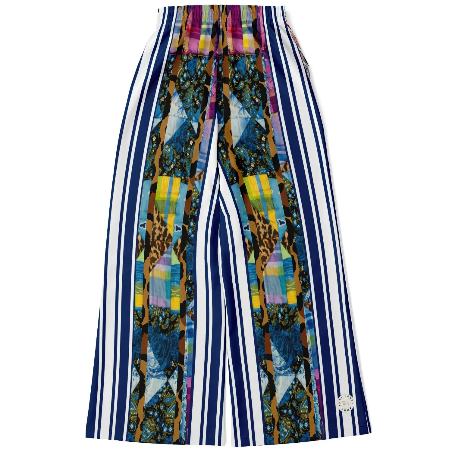 Juxtapose Striped Patchwork Eco-Poly Stretchy Phat Bellbottoms