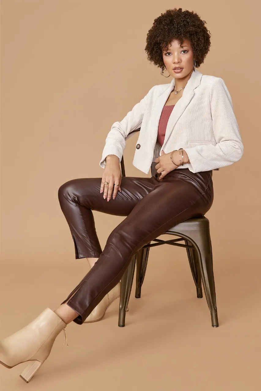 Kindell Split Hem Faux Leather Leggings