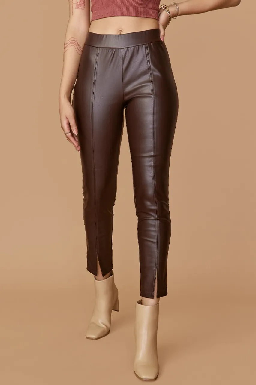 Kindell Split Hem Faux Leather Leggings