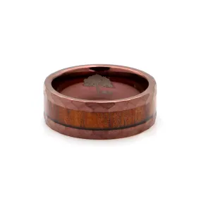 Koa Wood Copper Tungsten Ring Faceted 8mm