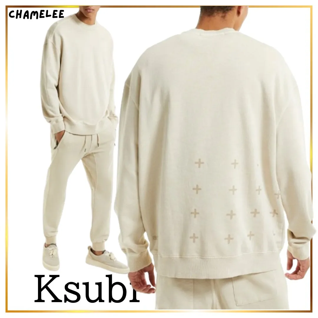 KSUBI  |Crew Neck Street Style Long Sleeves Cotton Sweatshirts