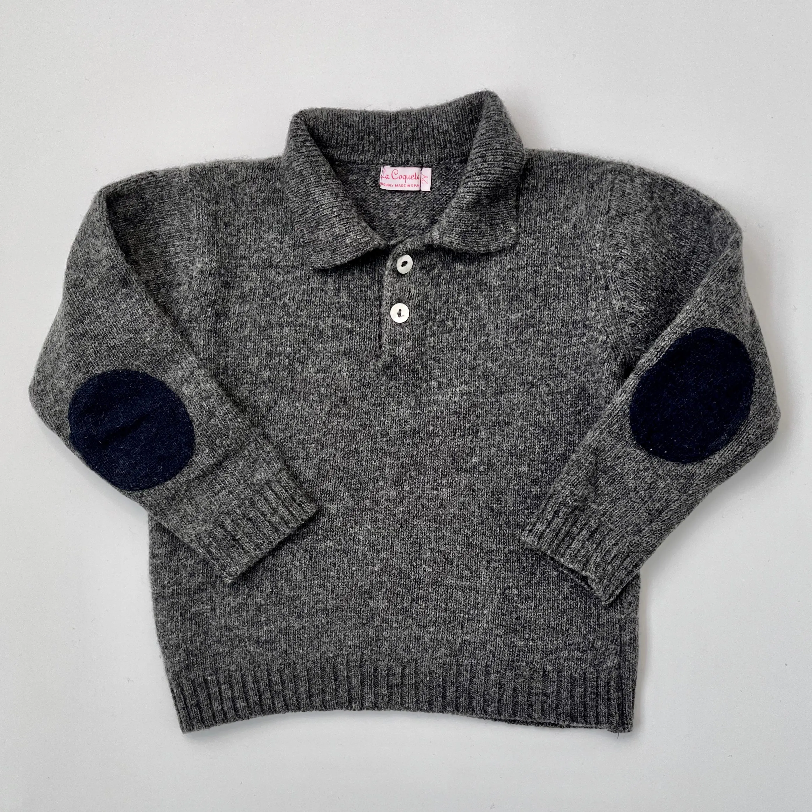 La Coqueta Grey Wool Jumper With Collar: 2 Years