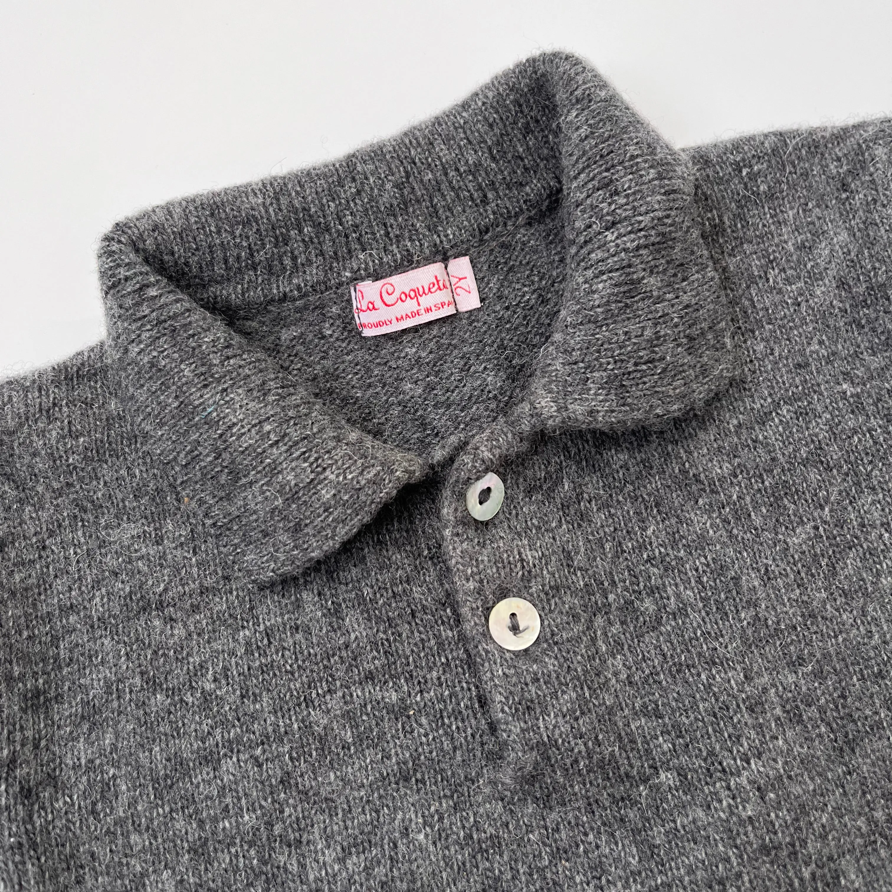 La Coqueta Grey Wool Jumper With Collar: 2 Years