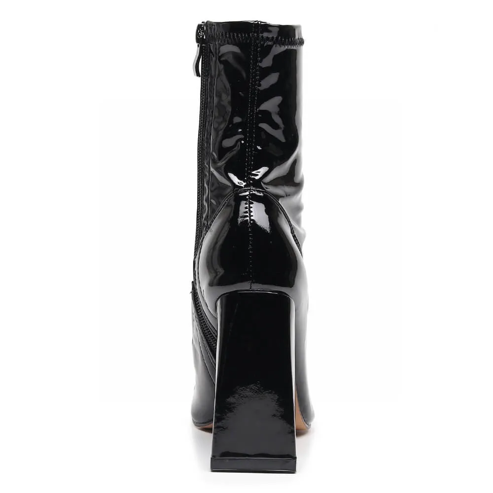 La Gogo Ankle Boot - Black Wet Look - Street Sole