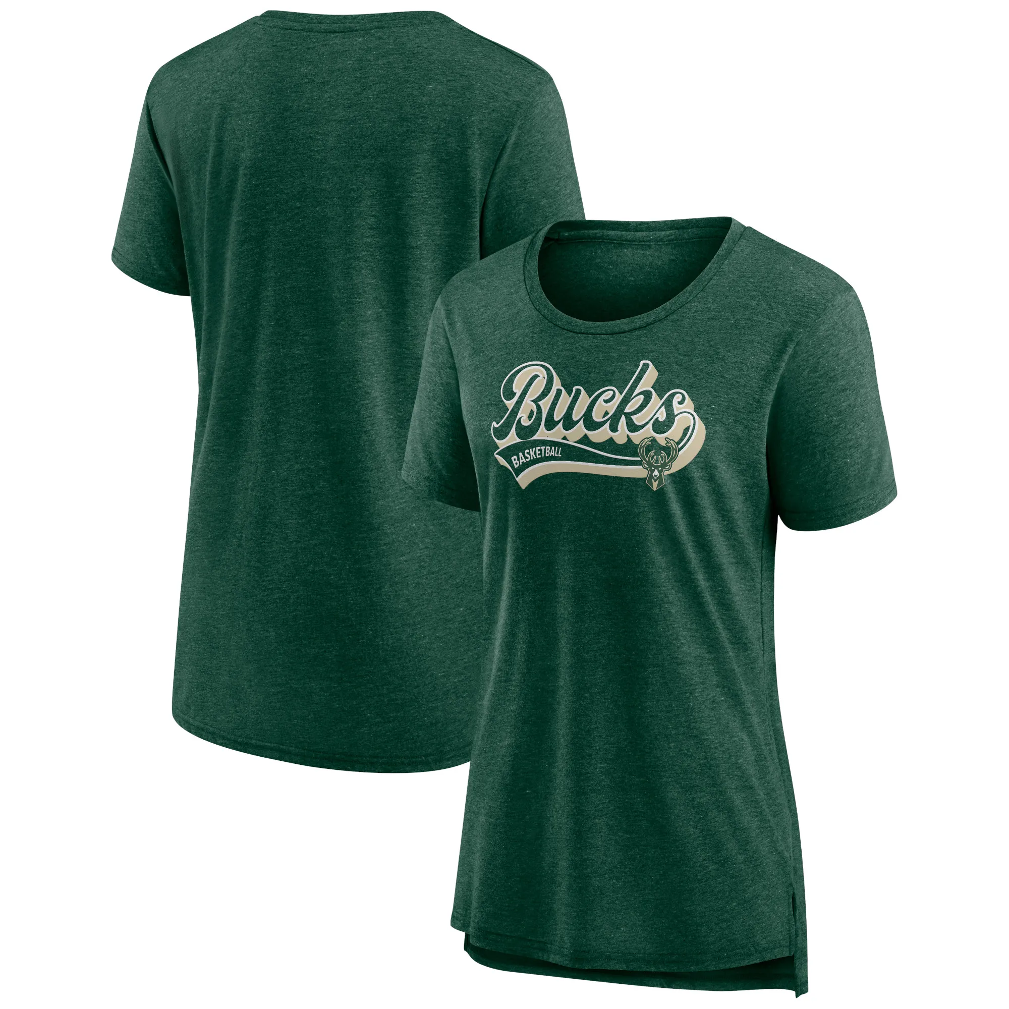 Lids Women's Fanatics Hunter Green Milwaukee Bucks League Leader Tri-Blend T-Shirt