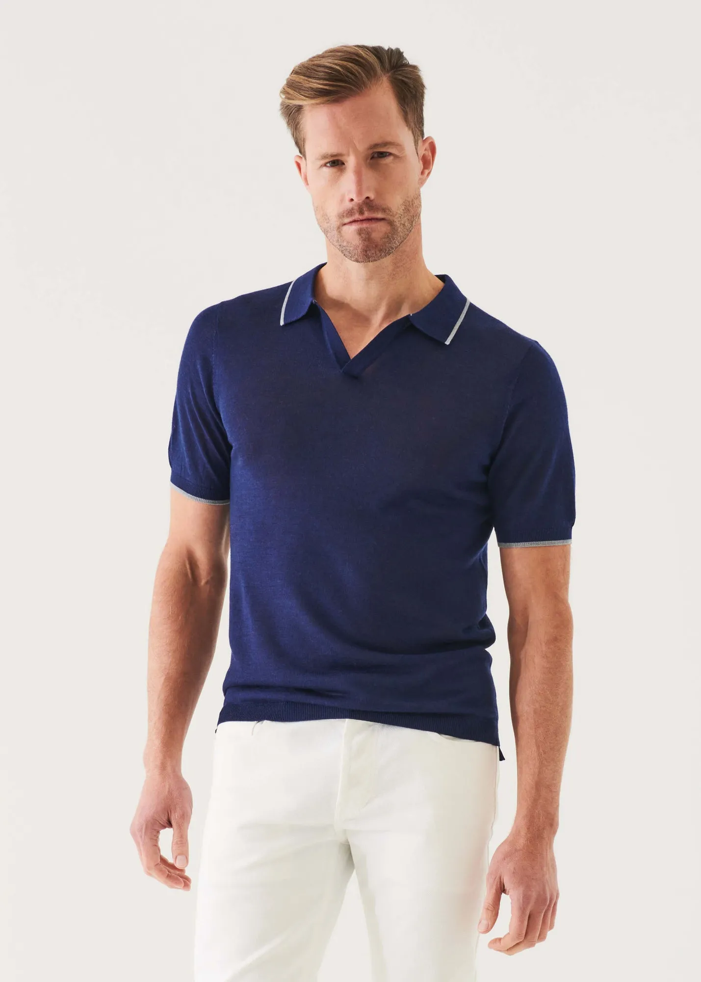 LIGHTWEIGHT MERINO BLEND OPEN POLO