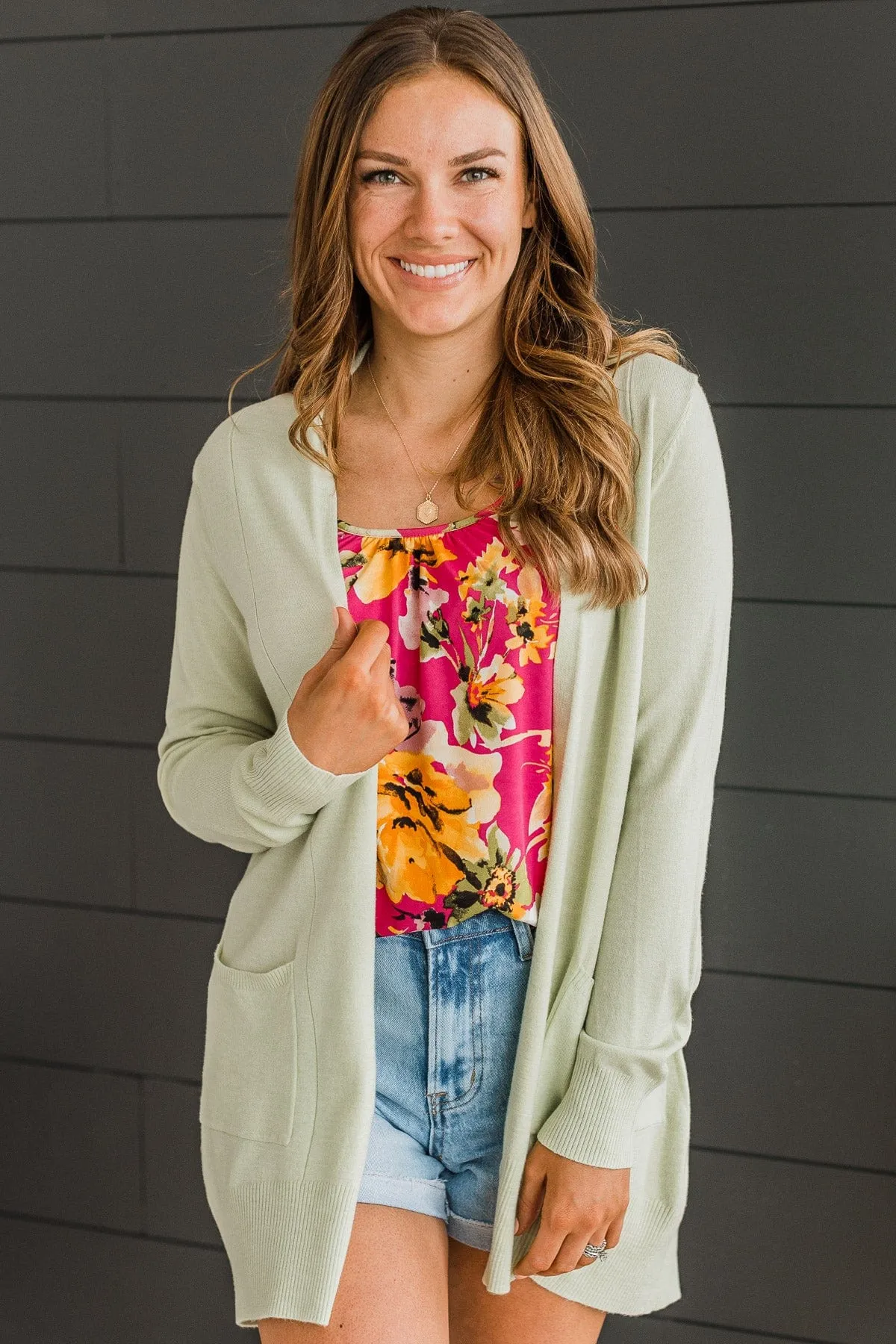 Lovely New Day Knit Cardigan- Pale Green