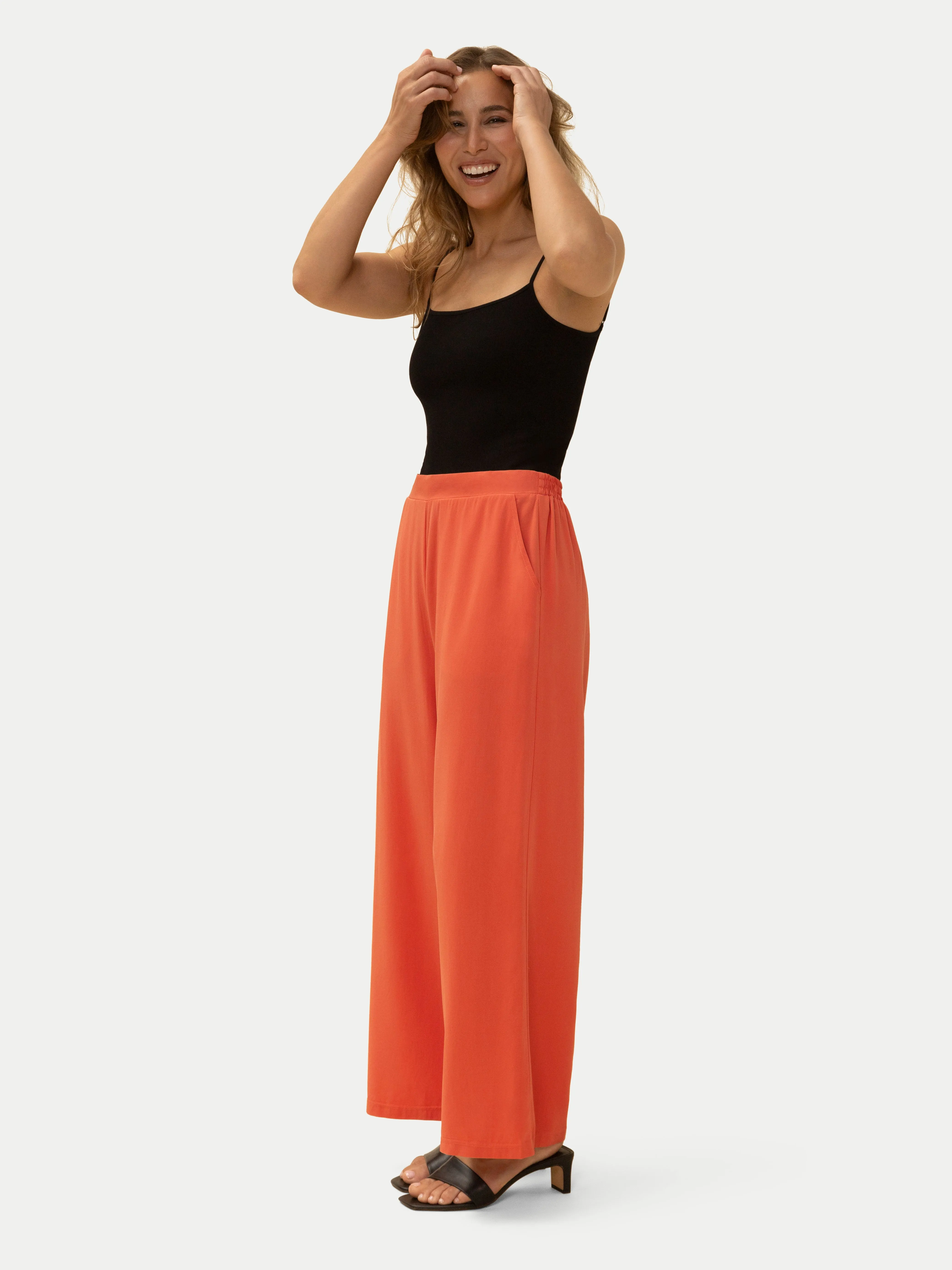 Maeve Wide Fluid Pants in Orange Spritz