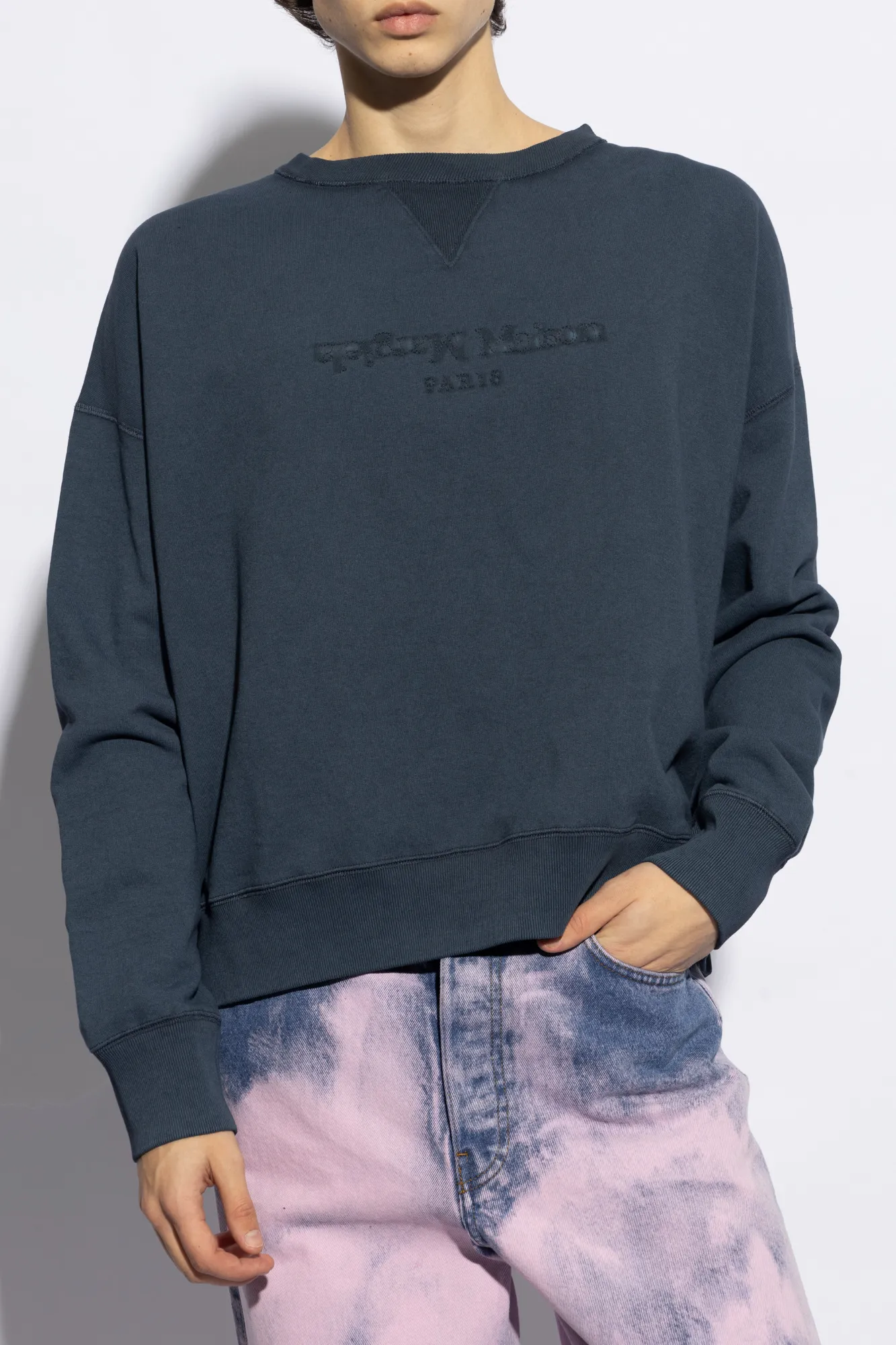 Maison Margiela  |Long Sleeves Plain Cotton Logo Designers Sweatshirts