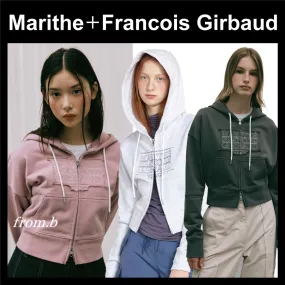 Marithe + Francois Girbaud  |Rib Street Style Long Sleeves Plain Cotton