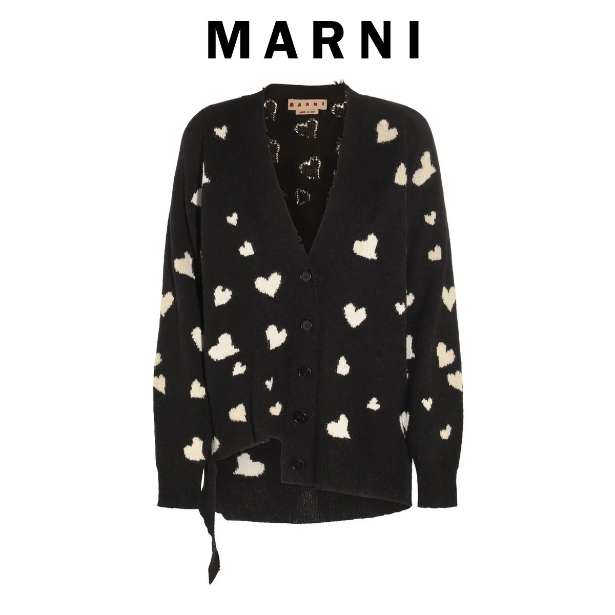 MARNI  |Heart Casual Style Wool Long Sleeves Cardigans