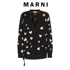 MARNI  |Heart Casual Style Wool Long Sleeves Cardigans