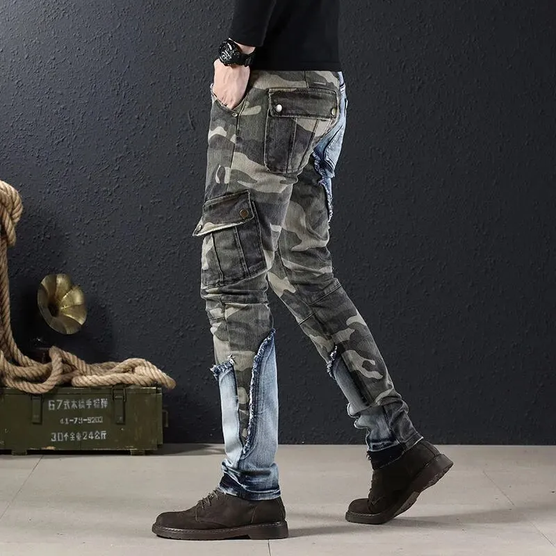 Men’s Luxury Outdoors Sports Wear-proof Camouflage Denim Cargo Pants