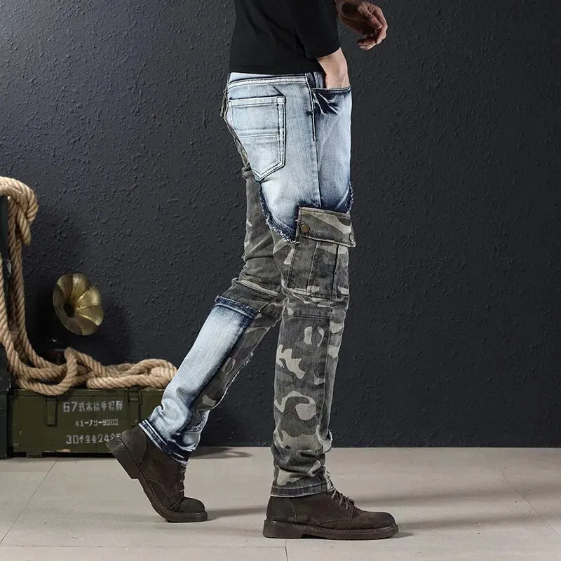 Men’s Luxury Outdoors Sports Wear-proof Camouflage Denim Cargo Pants