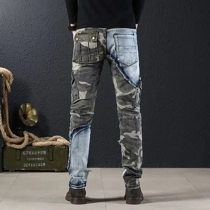 Men’s Luxury Outdoors Sports Wear-proof Camouflage Denim Cargo Pants