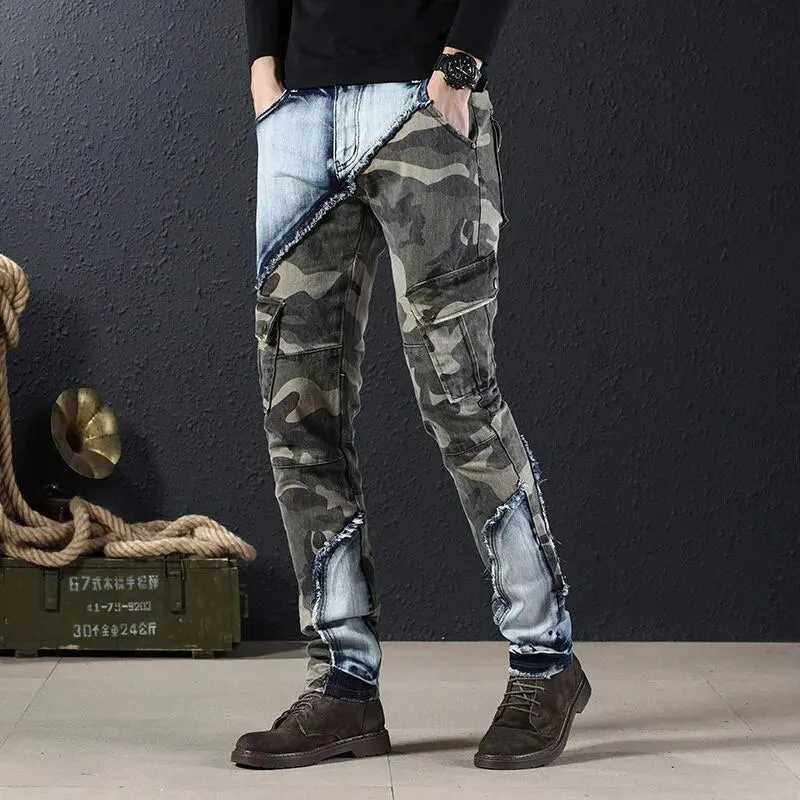 Men’s Luxury Outdoors Sports Wear-proof Camouflage Denim Cargo Pants