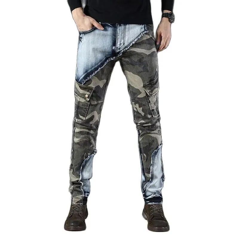 Men’s Luxury Outdoors Sports Wear-proof Camouflage Denim Cargo Pants