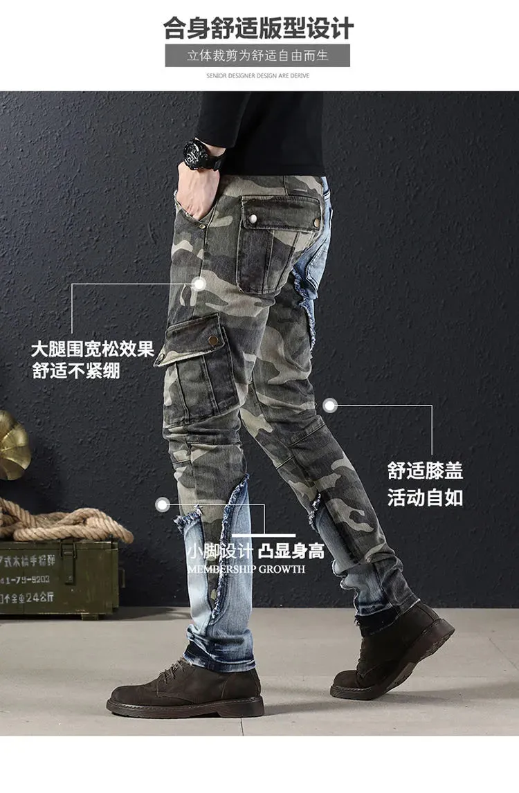 Men’s Luxury Outdoors Sports Wear-proof Camouflage Denim Cargo Pants