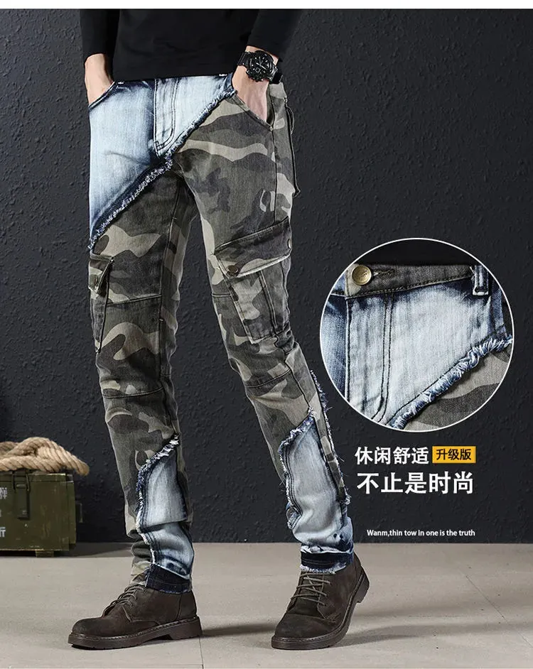 Men’s Luxury Outdoors Sports Wear-proof Camouflage Denim Cargo Pants