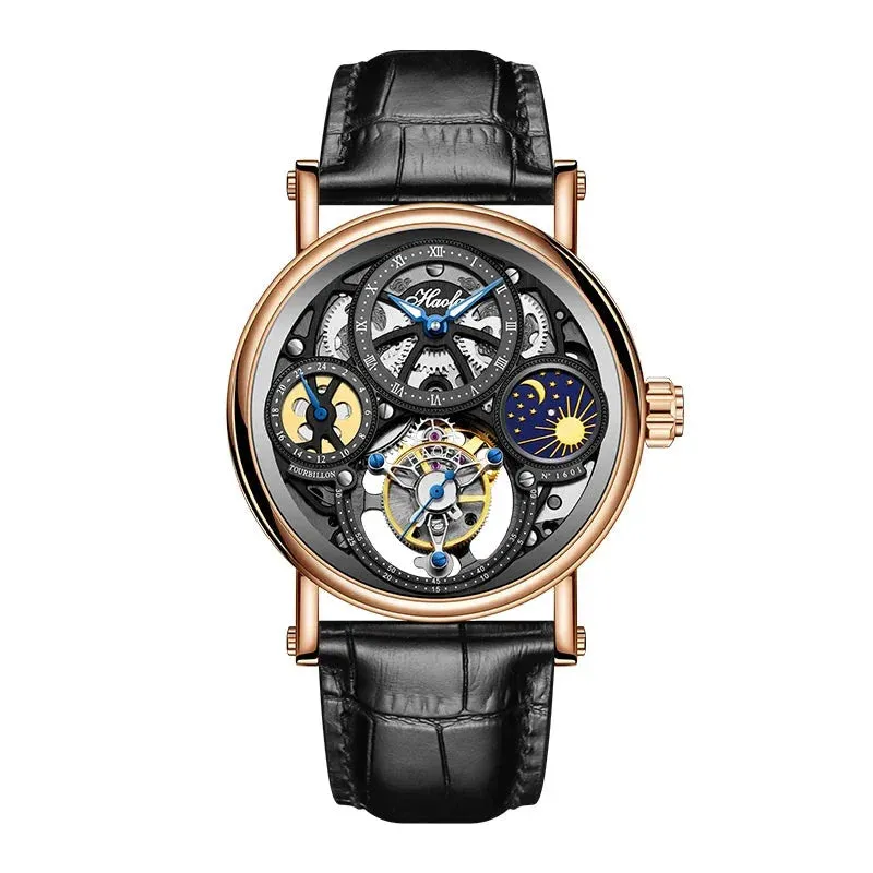 Men's Luxury Sapphire Crystal Waterproof Luminous GMT Tourbillon Watch