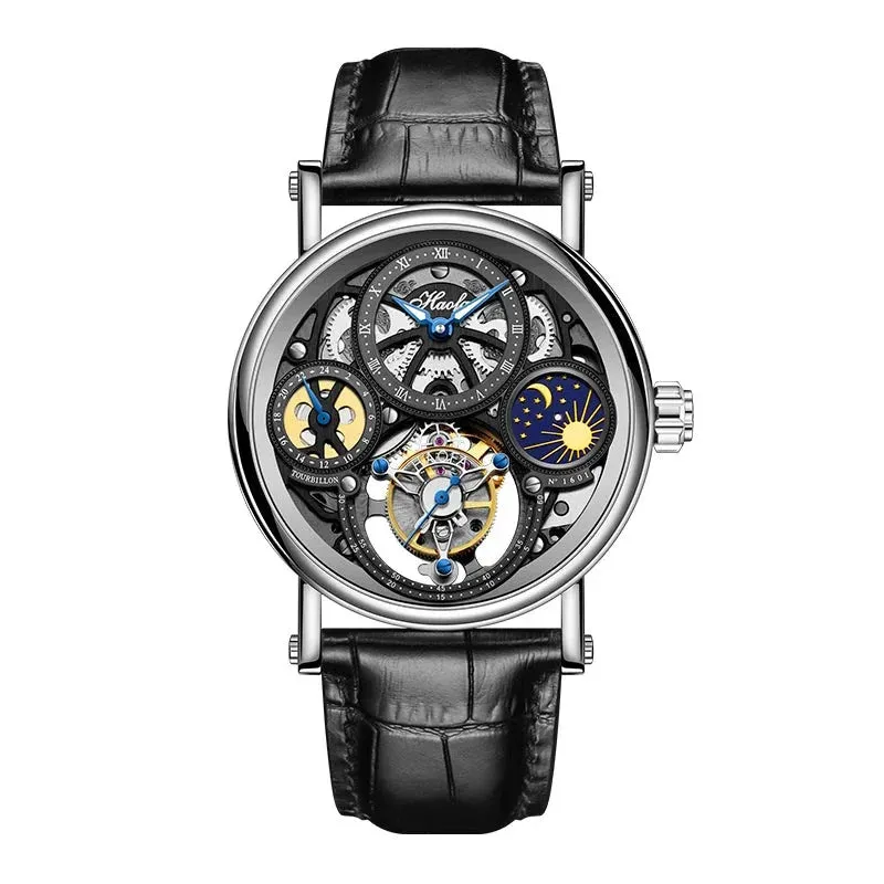 Men's Luxury Sapphire Crystal Waterproof Luminous GMT Tourbillon Watch