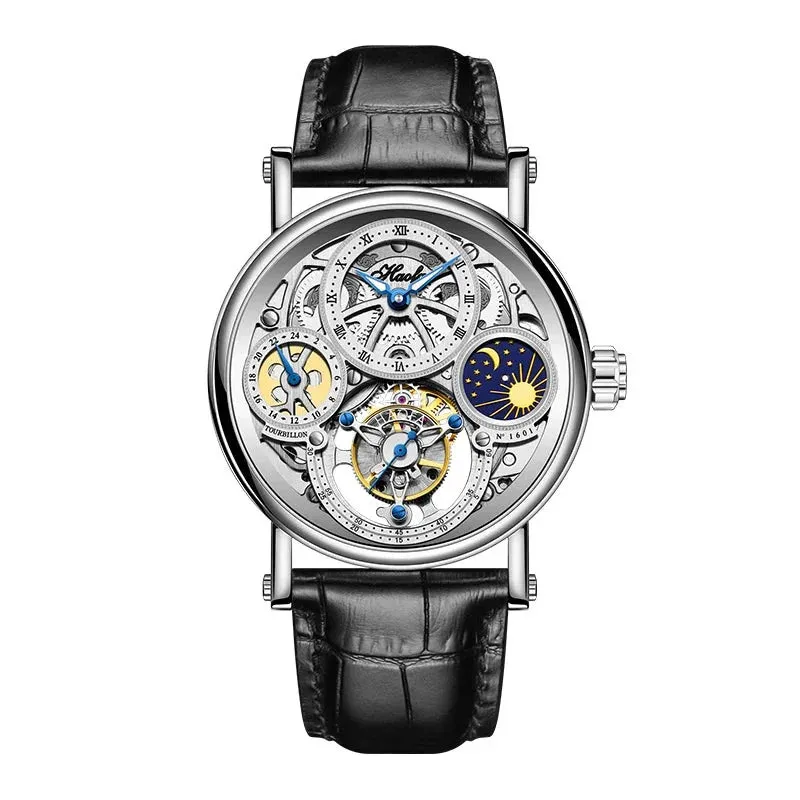 Men's Luxury Sapphire Crystal Waterproof Luminous GMT Tourbillon Watch