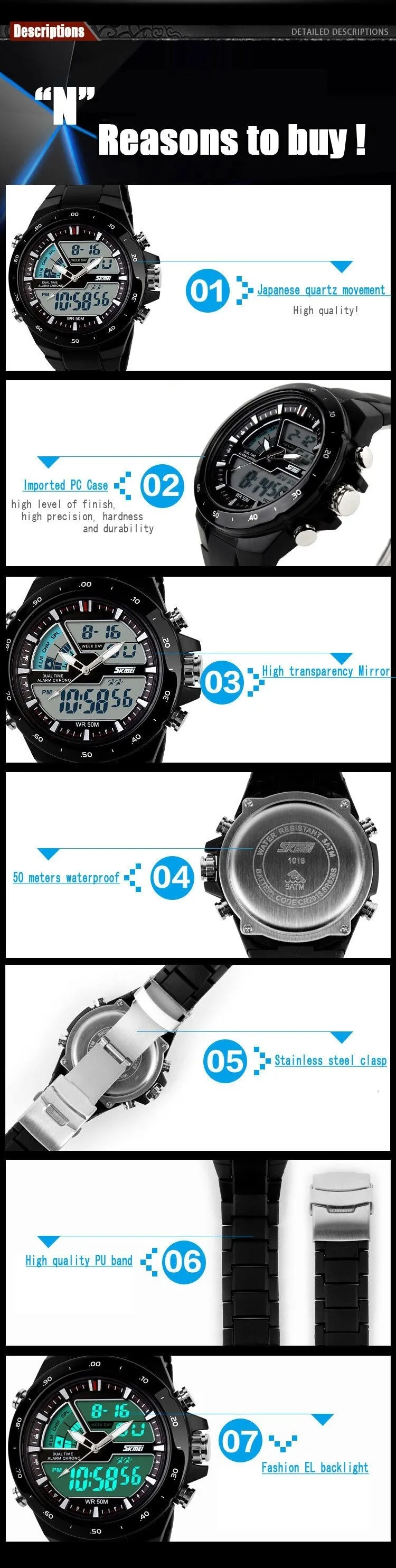 Men's Masculino Waterproof Silicone Quartz Sports Watch in Military Fashion