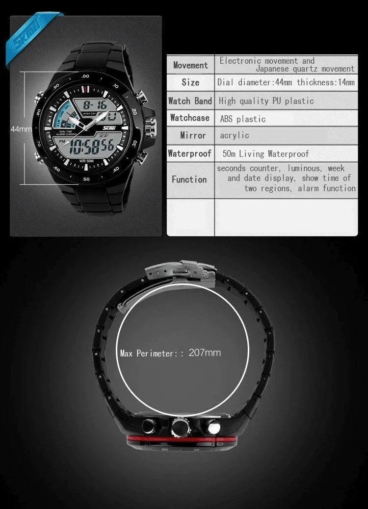 Men's Masculino Waterproof Silicone Quartz Sports Watch in Military Fashion