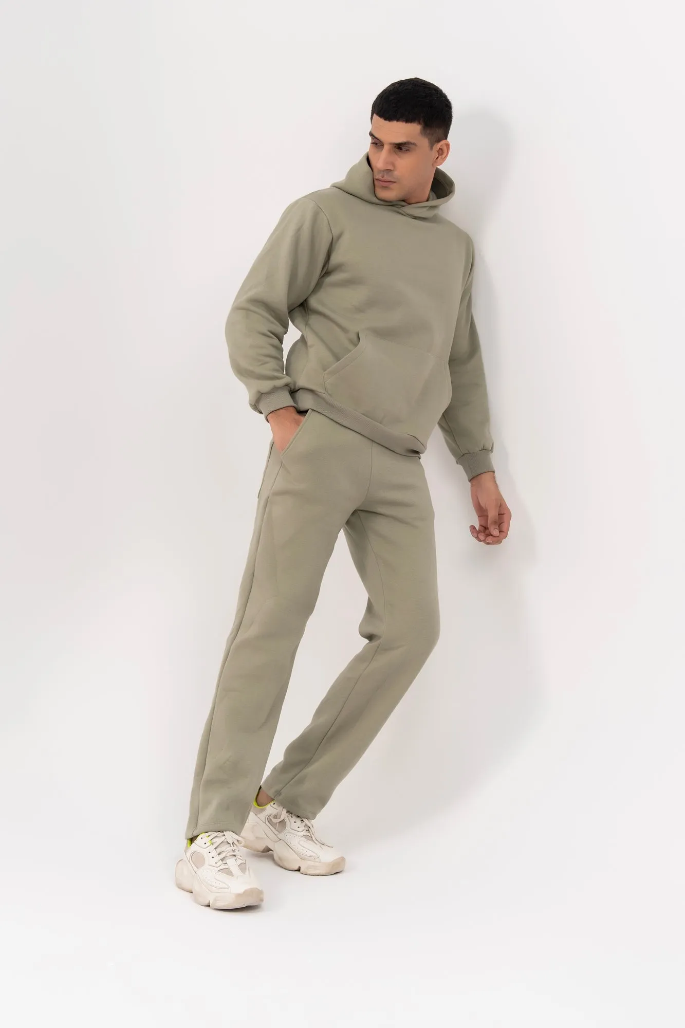 Men's Oversized Hoodie in Fleece - Sage Green