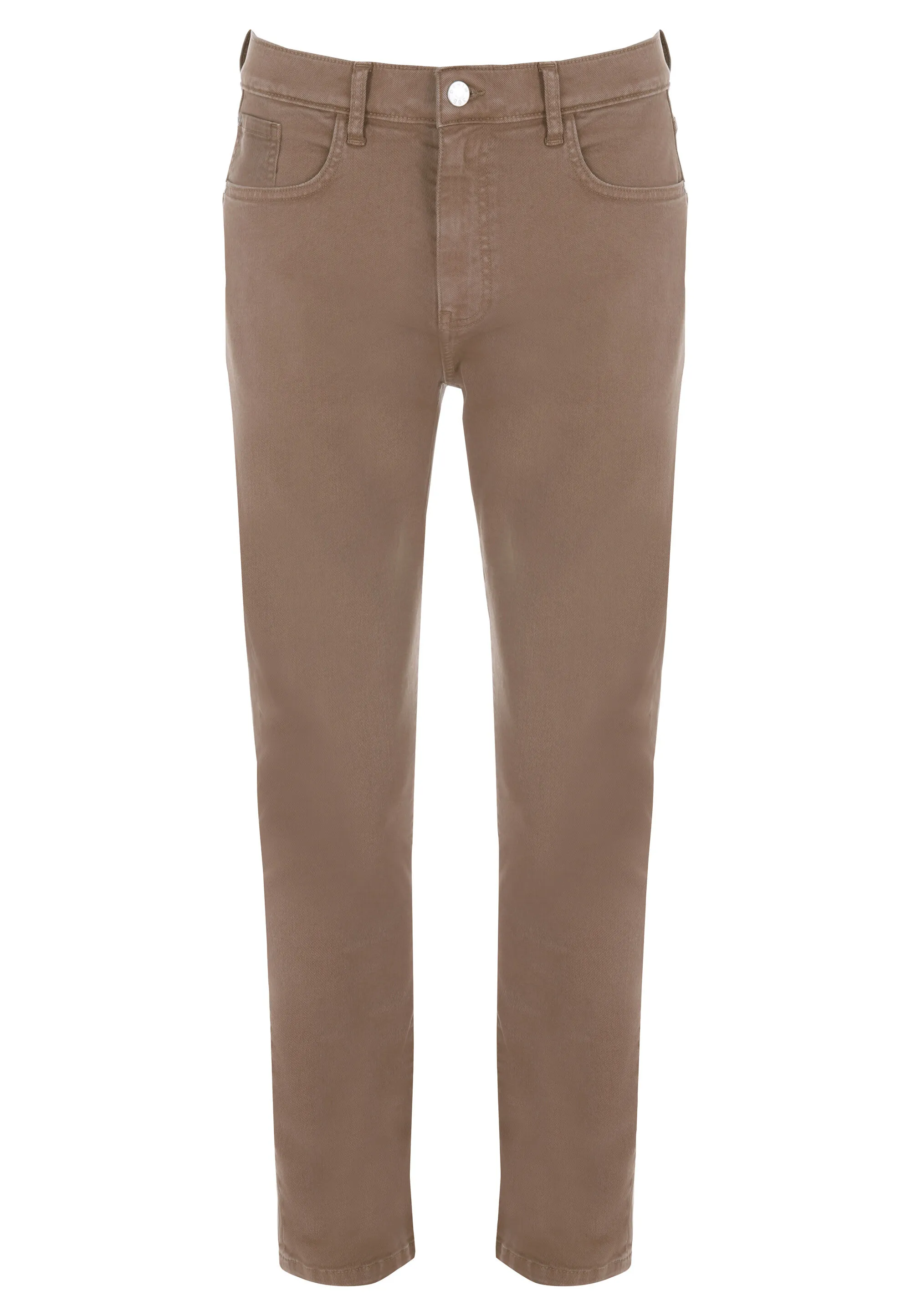 Mens Tan Plain Slim Trousers-