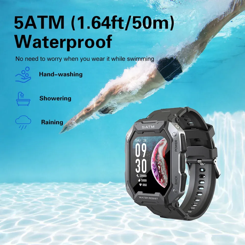 Military IP68 Waterproof Fitness 24H Health Monitor 1.71inch Smartwatch